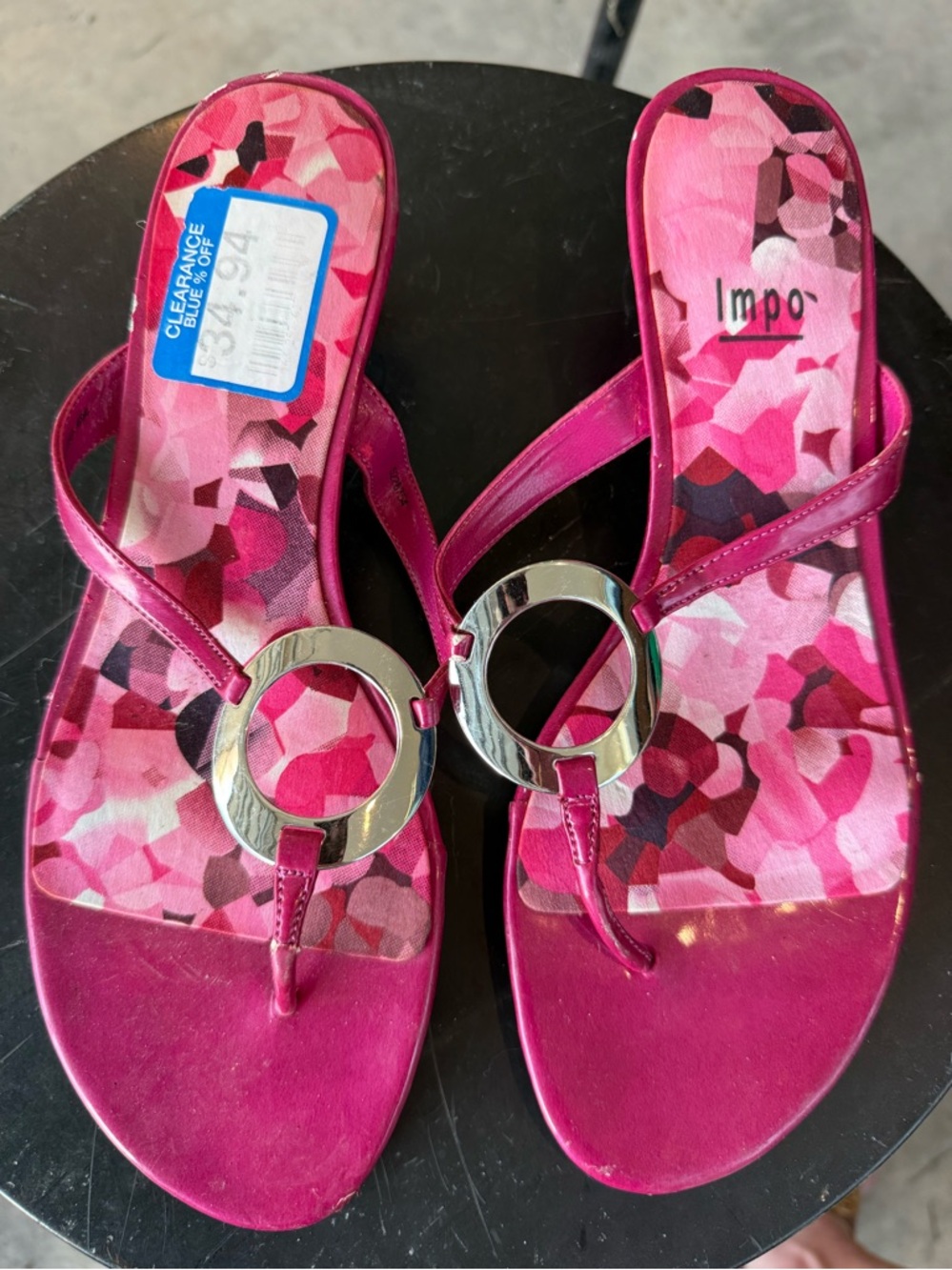 Impo Hot Pink Metallic Ring Thong Sandals
